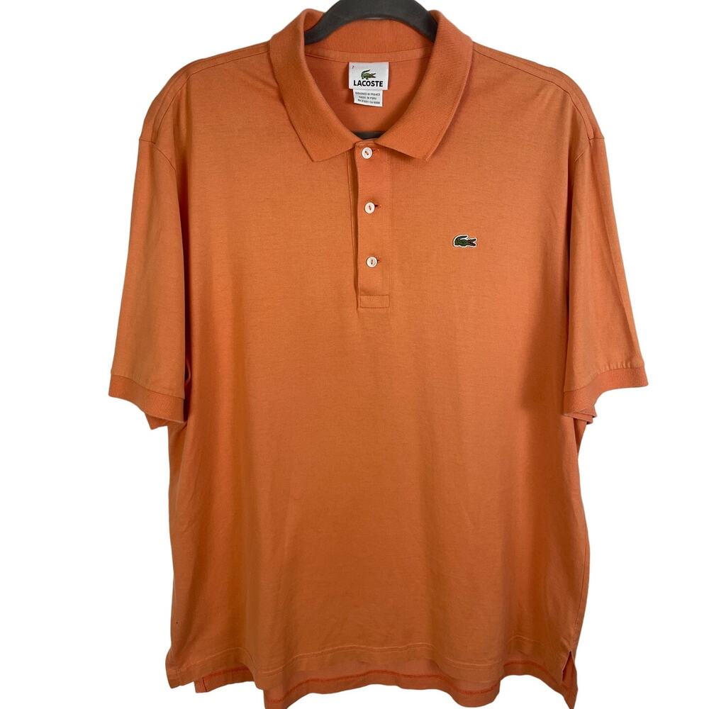 Vintage Lacoste orange cotton polo shirt Size 2XL Golf Retro Preppy Classic